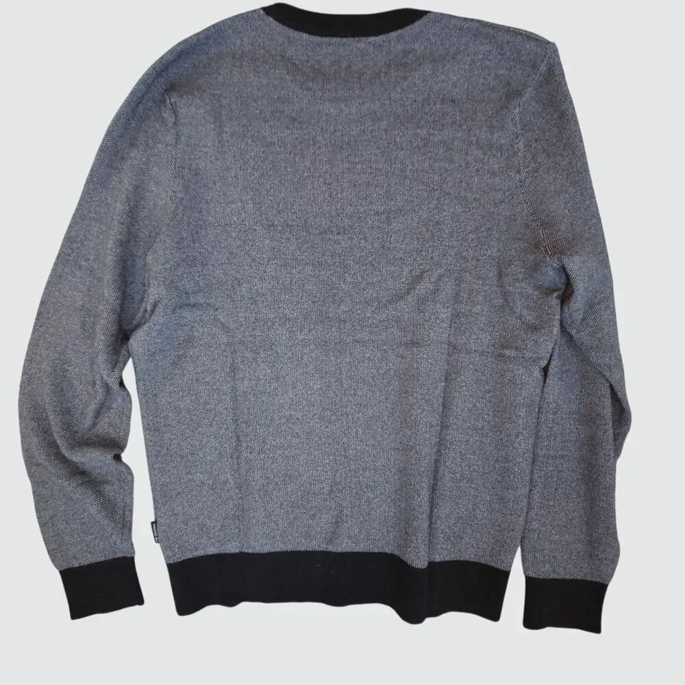 Ben Sherman Crewneck Sweater Long Sleeve Birdseye Pullover NWT Navy Blue sz L